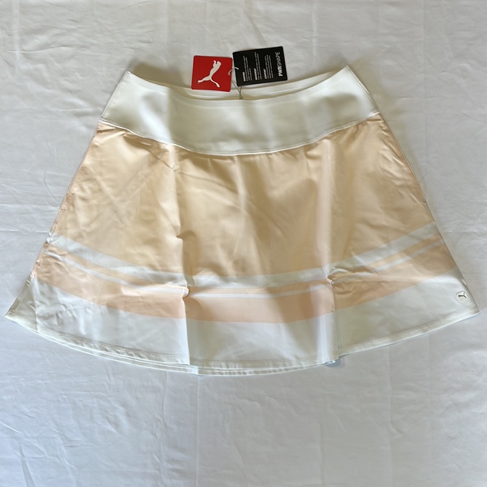 Puma PWRSHAPE Stripe Golf Skort Cloud Pink Rose Size L NWT